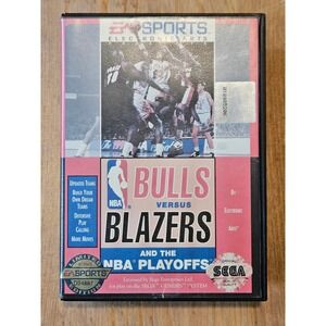 Bulls vs Blazers and the NBA Playoffs Sega Genesis 1993 EA Sports Game Case